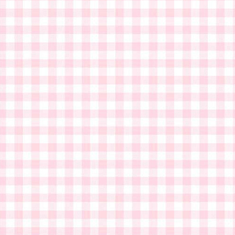 Pastel pink gingham on a white background