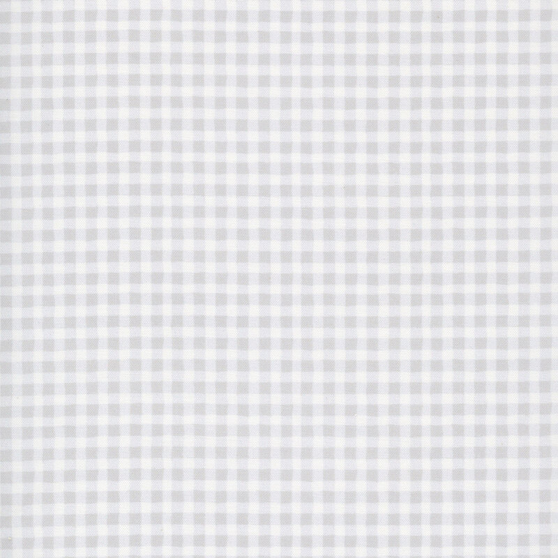 Soft gray and white gingham print fabric