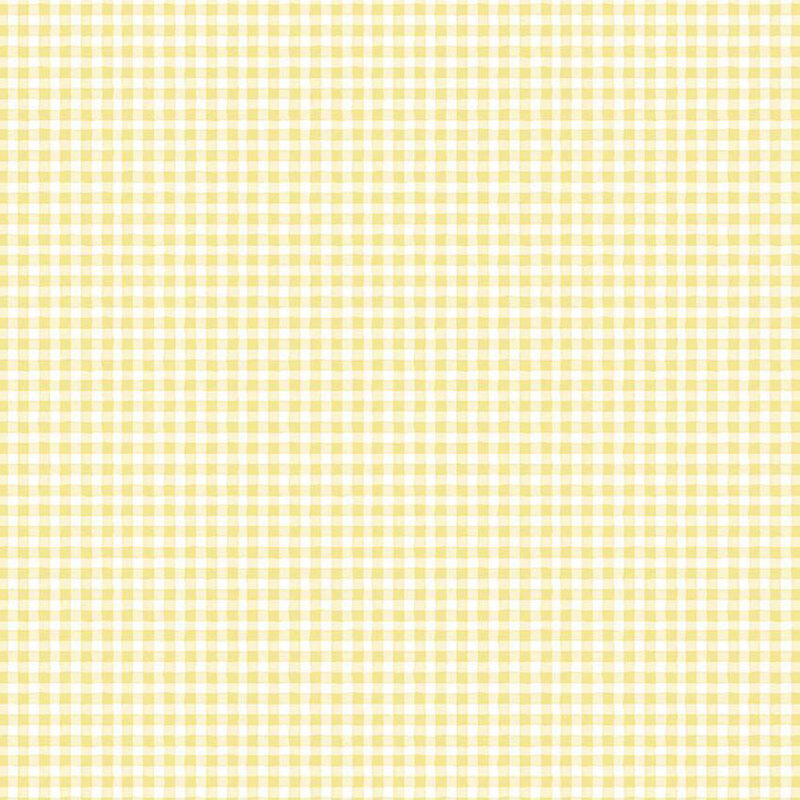 Soft yellow fabric with a timeless white gingham pattern.