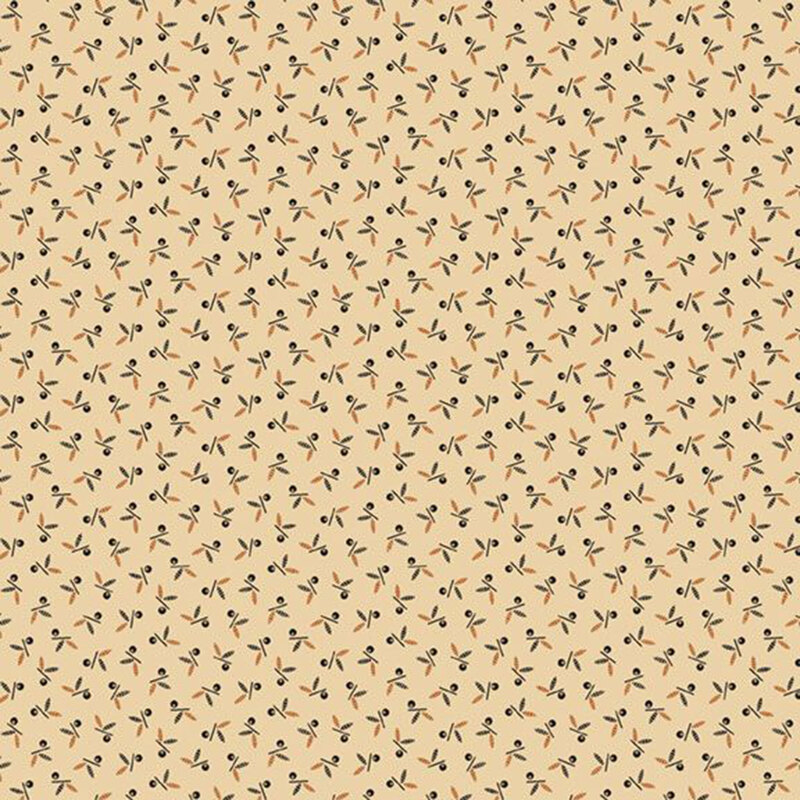 Sand tan fabric featuring a calico pattern of winged maple seeds.