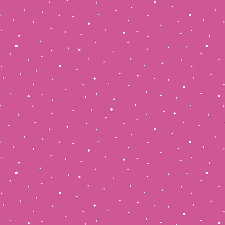 A flamingo pink fabric scattered small white dots.