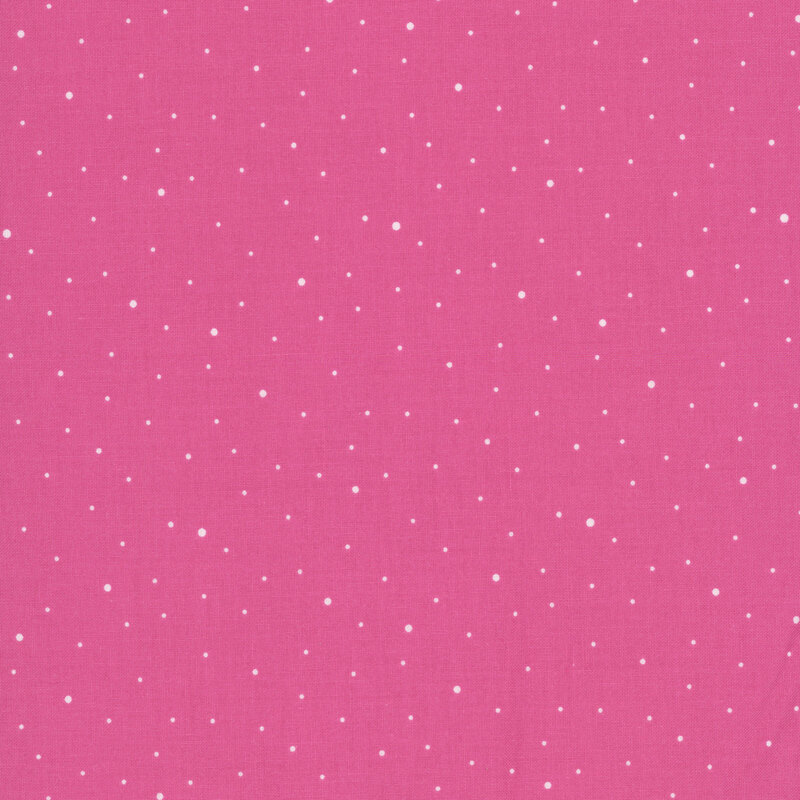 A flamingo pink fabric scattered small white dots.