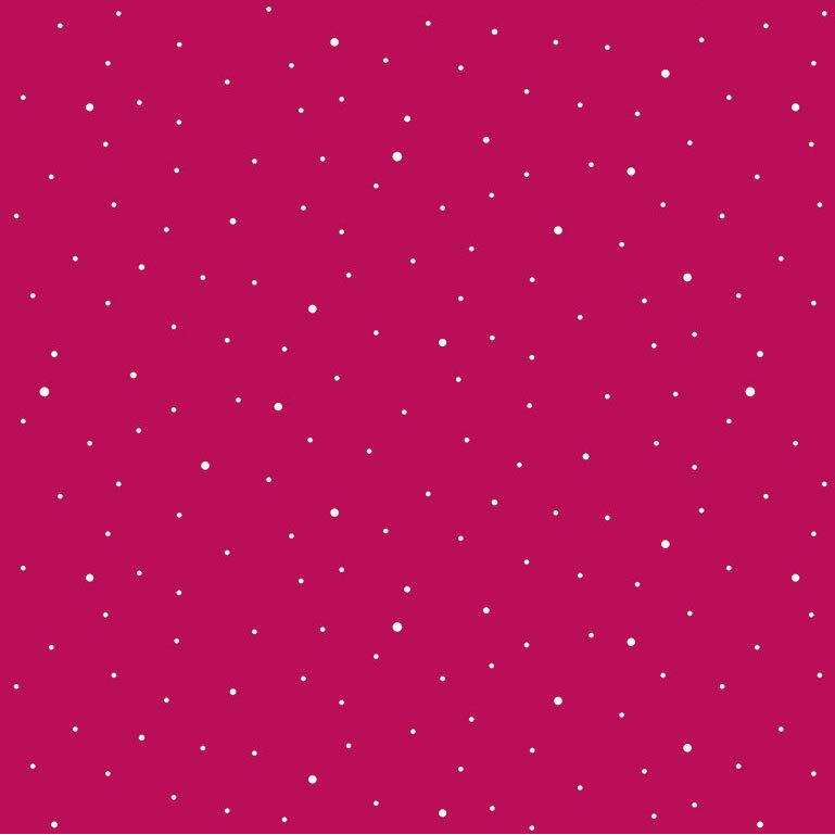 A hot pink fabric with scattered small white dots.