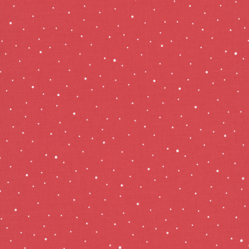 A candy red fabric with scattered small white dots.