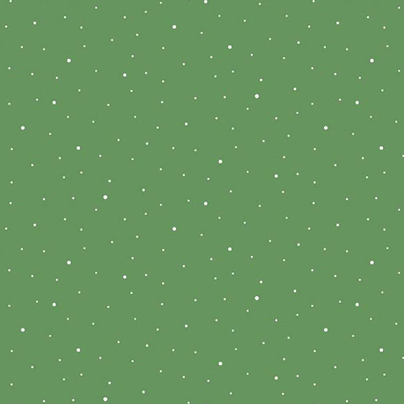 A leaf green fabric with scattered small white dots.