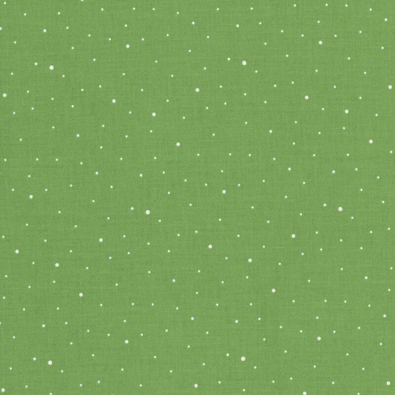 A leaf green fabric with scattered small white dots.