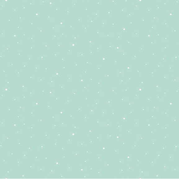 A ice blue fabric with scattered small white dots.
