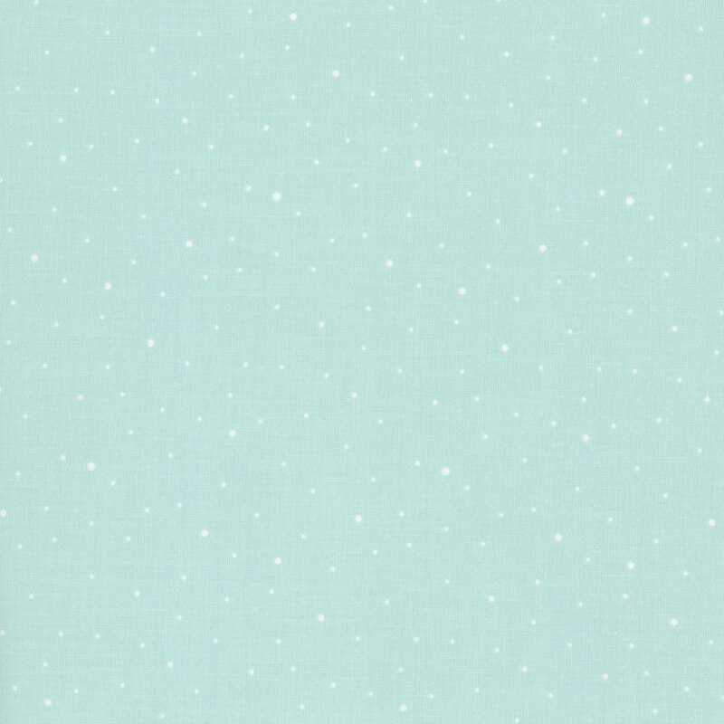 A ice blue fabric with scattered small white dots.