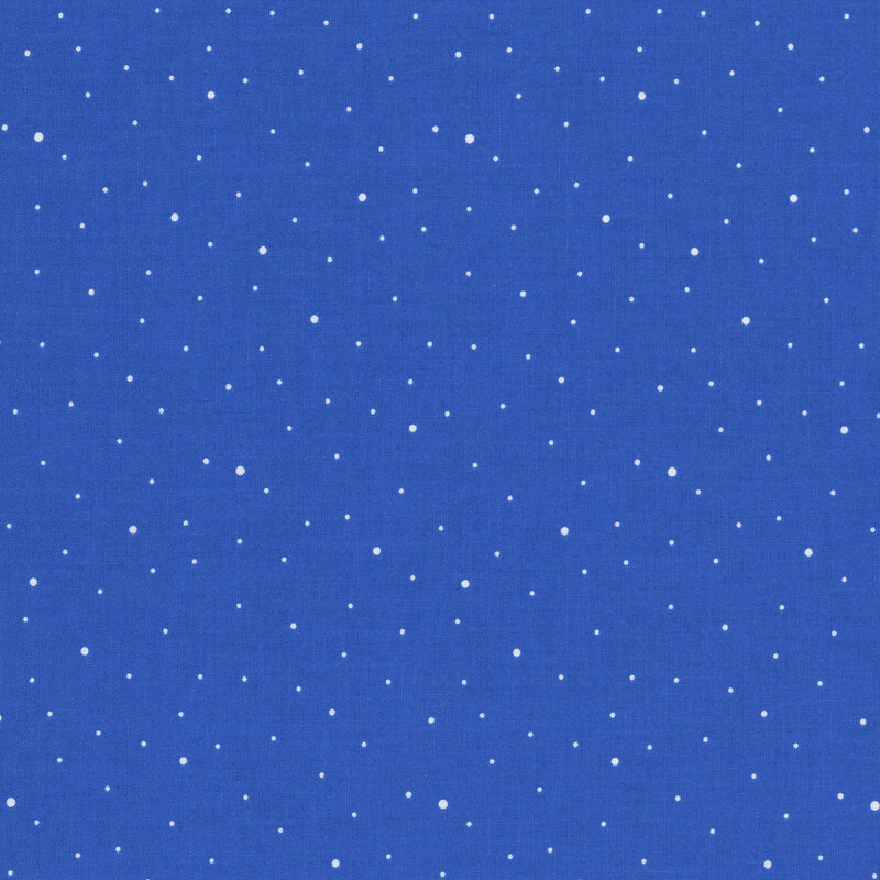 A royal blue fabric with scattered small white dots.