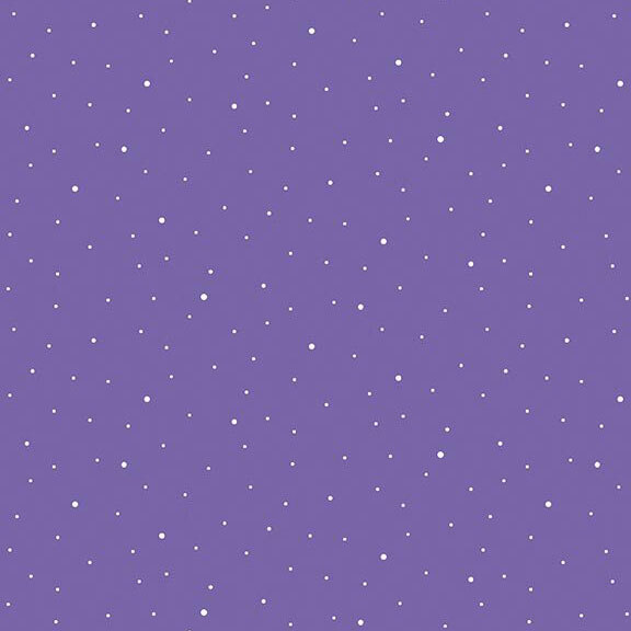 A dark lavender fabric with scattered small white dots.