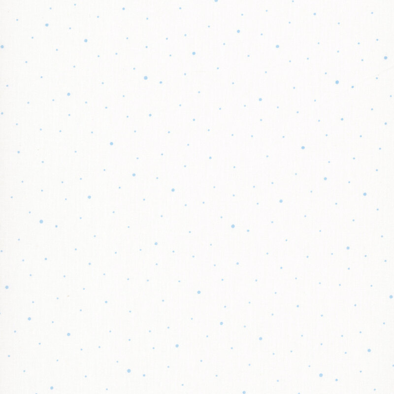 A white fabric with scattered small light blue dots.