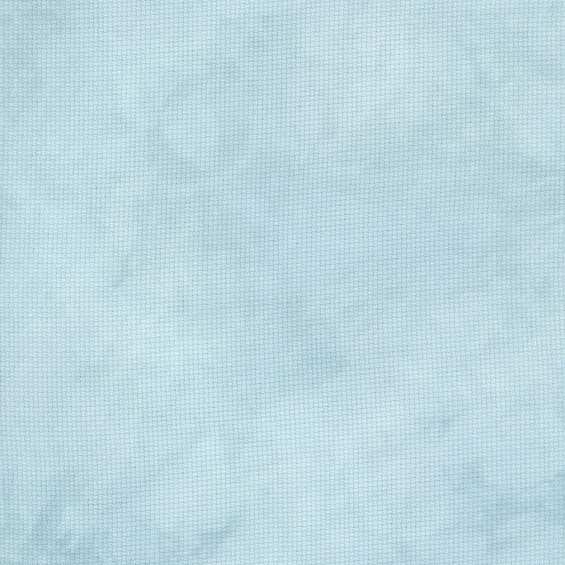8" x 8" swatch of light blue Aida cloth.