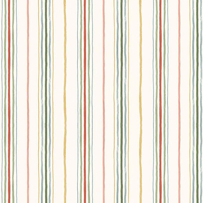 Ivory fabric with stripes in orange, yellow, and green.