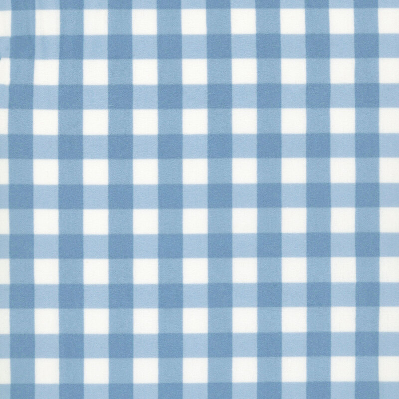 White fabric with a blue gingham check pattern