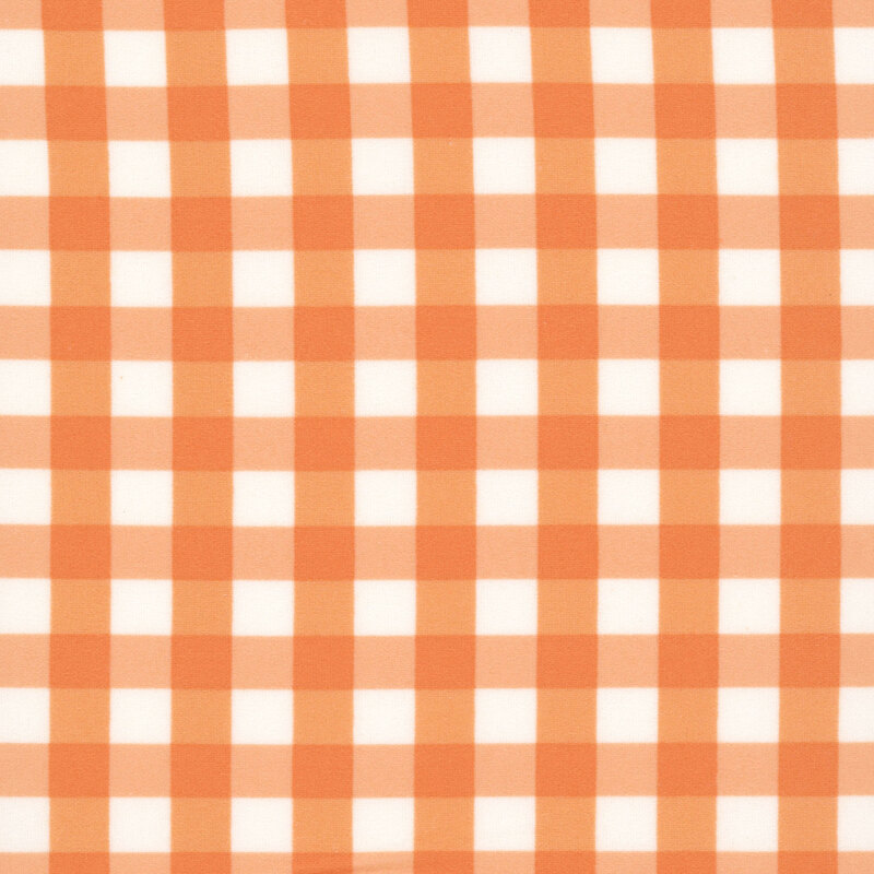 White fabric with a tangerine gingham check pattern