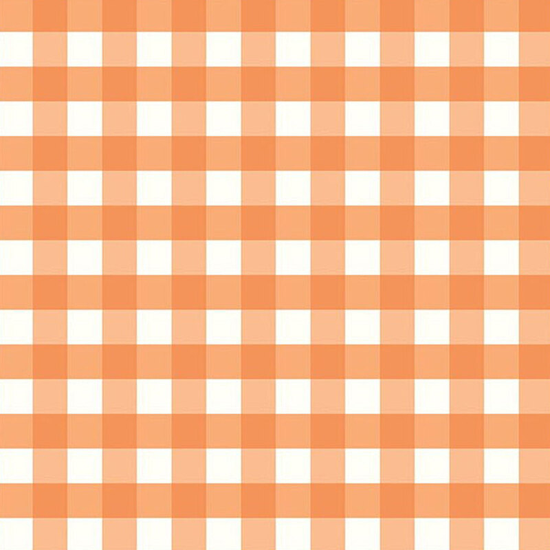 White fabric with a tangerine gingham check pattern