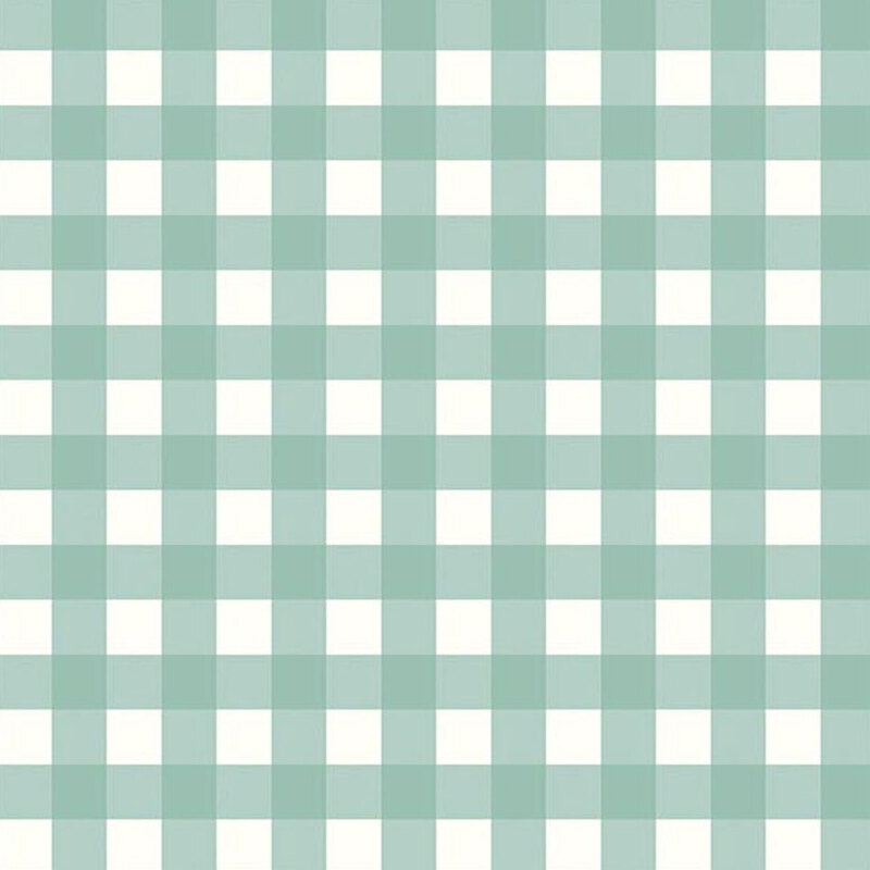 White fabric with a turquoise gingham check pattern