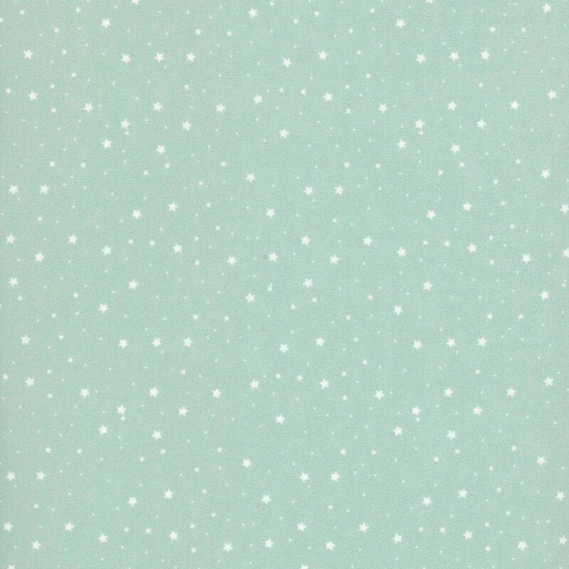 Light teal fabric with a delicate pattern of small white stars