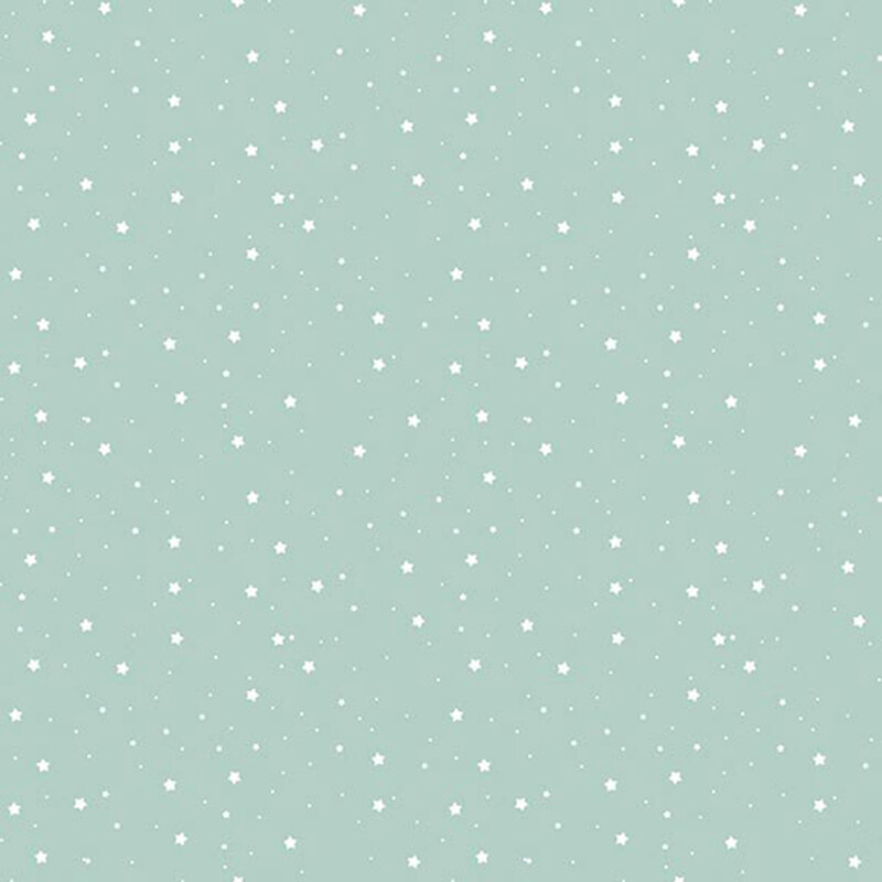Light teal fabric with a delicate pattern of small white stars
