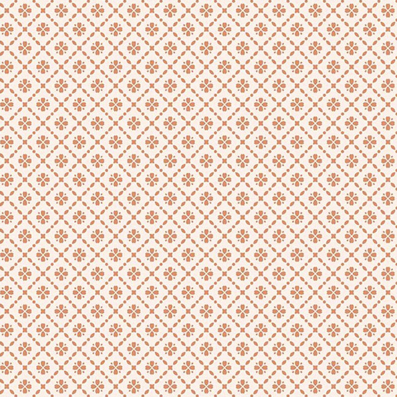 Cream fabric with vintage palomino brown lattice pattern