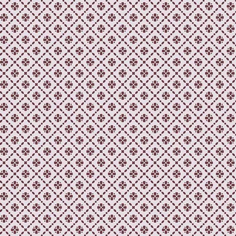 Very light purple fabric with vintage mulberry brown lattice pattern