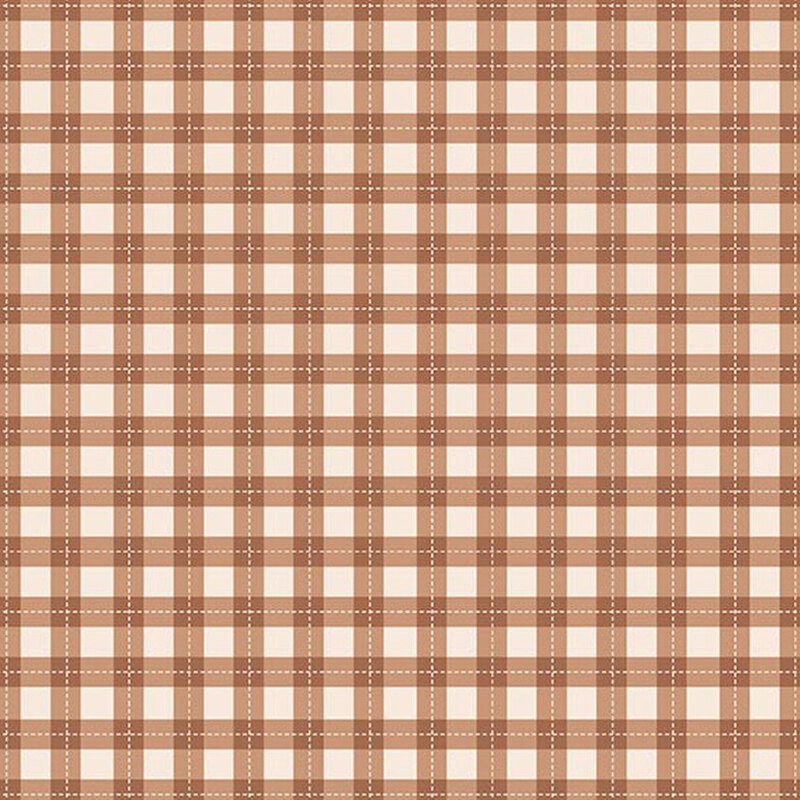 A chestnut brown gingham print on a cream background