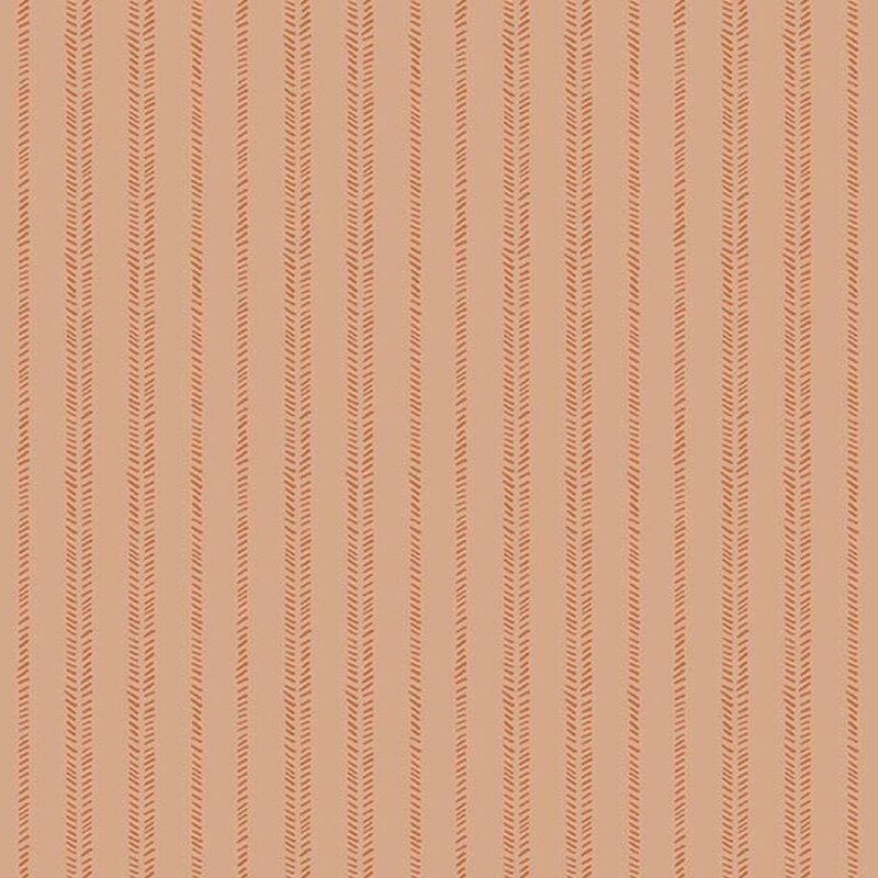 Persimmon fabric with tonal stripes composed of diagonal dashes.