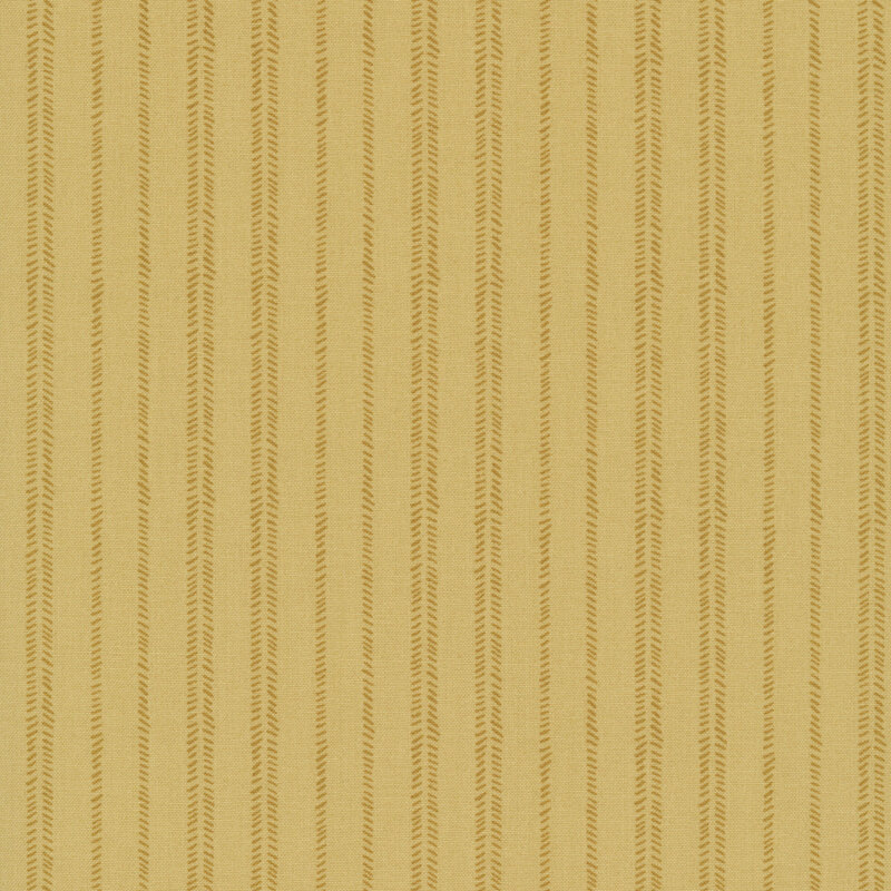 Ocher fabric with tonal stripes composed of diagonal dashes.