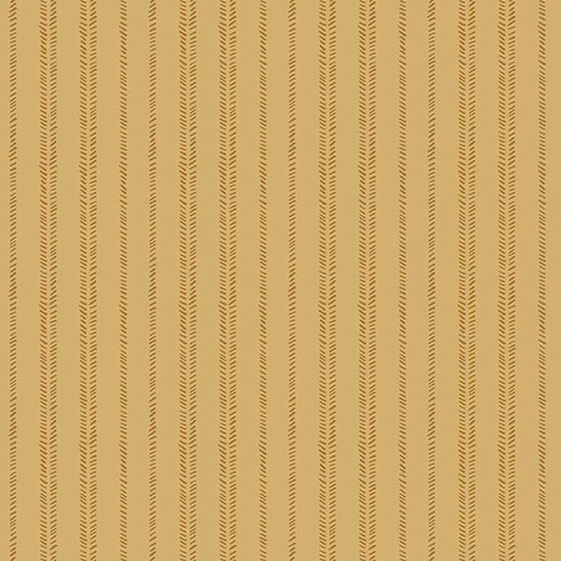 Ocher fabric with tonal stripes composed of diagonal dashes.