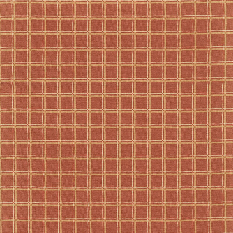 Sienna orange fabric with a shadow-effect grid check pattern.
