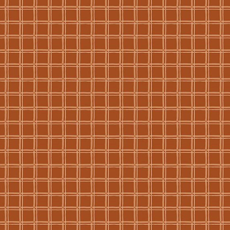 Sienna orange fabric with a shadow-effect grid check pattern.