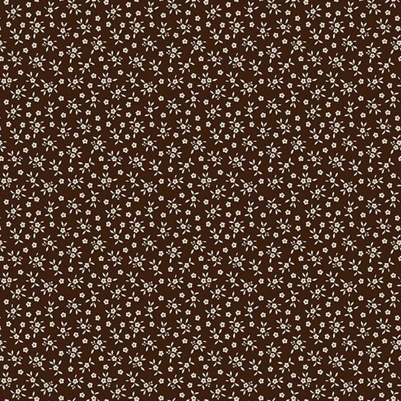 Espresso fabric tossed with delicate flowers cream flowers.