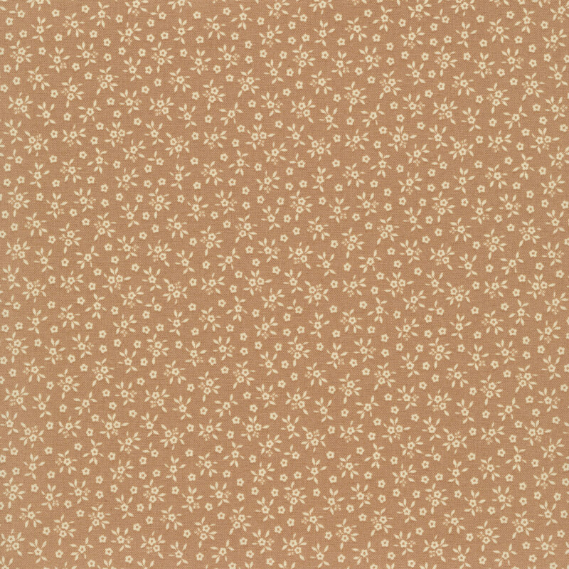 hazel brown fabric tossed with delicate flowers cream flowers.