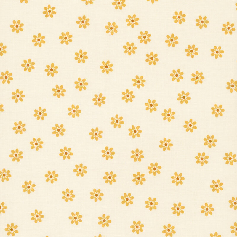 light cream fabric with tossed yellow daisies