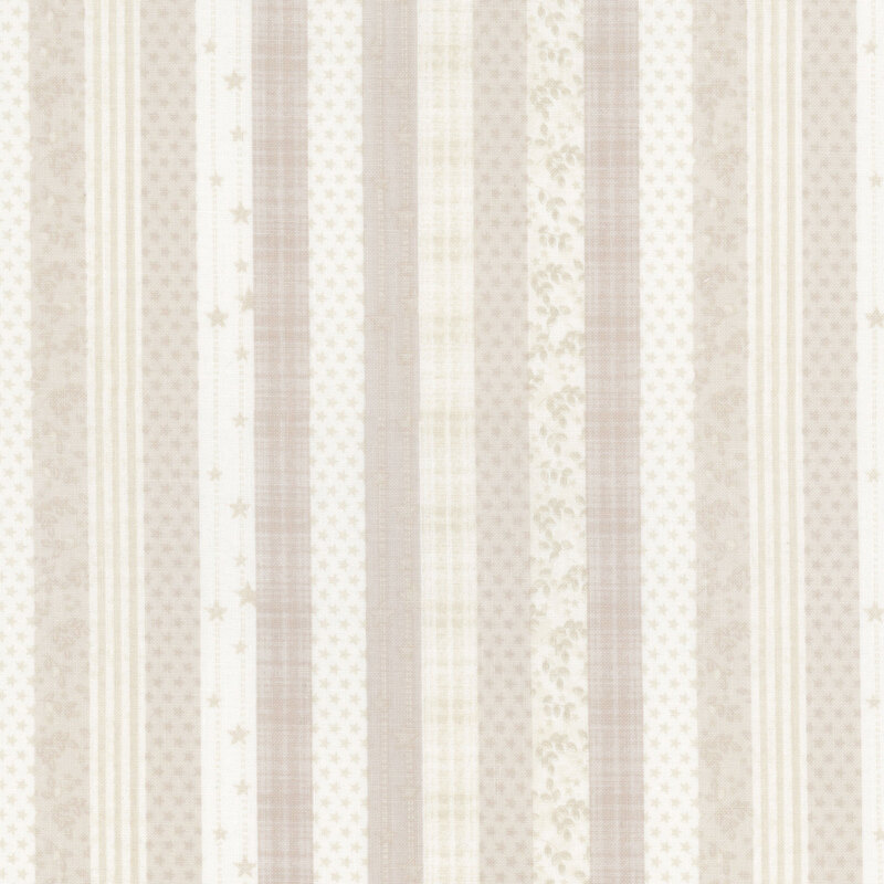 Fabric with light beige and cream stripes featuring subtle tonal patterns