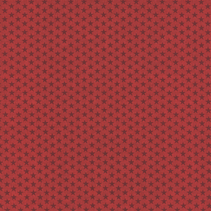 Tomato red fabric with tonal crimson stars