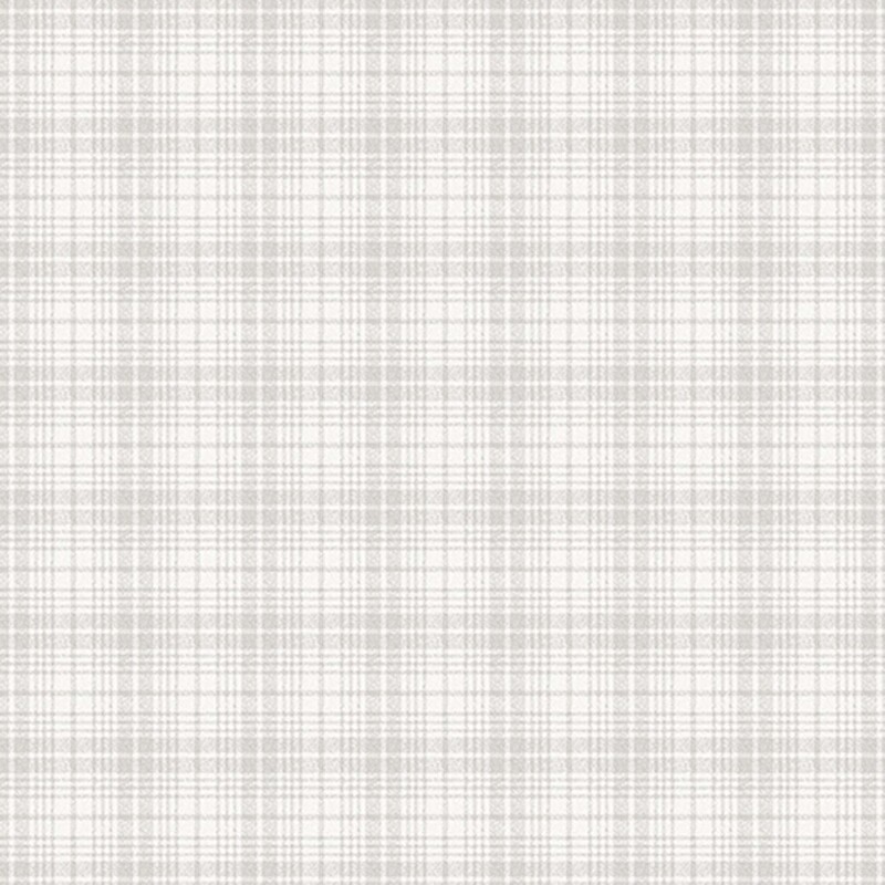 Off-white fabric with tonal gray tartan plaid design