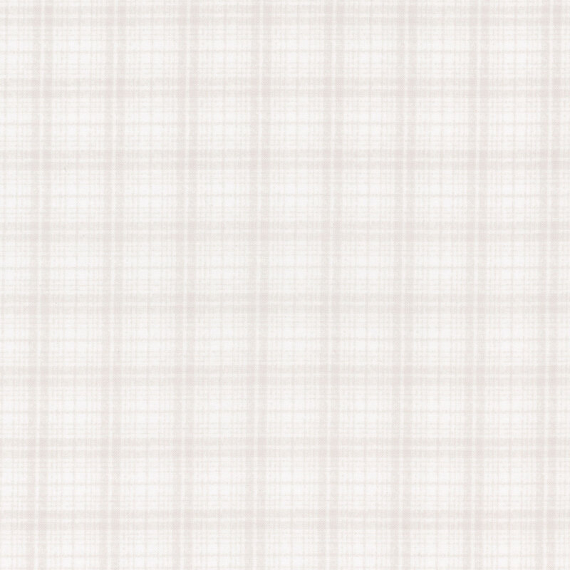 Off-white fabric with tonal gray tartan plaid design