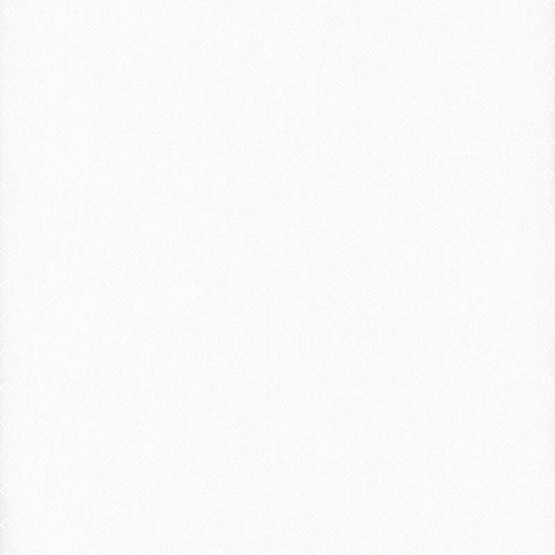 White on white fabric featuring half-drop dotted diamonds.