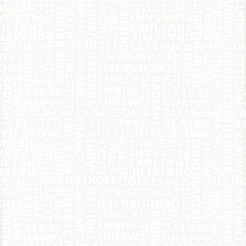 White on white fabric featuring inspiring and bright words.