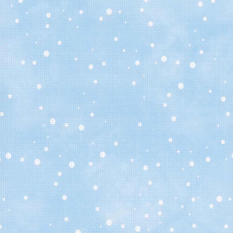 A 8 x 8 scan of 14ct Aida Cloth with a mottled light blue pattern with round snowflakes.  
