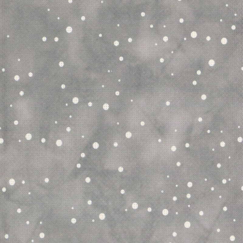 A 8 x 8 scan of 14ct Aida Cloth with a mottled light grey pattern with round white snowflakes.  