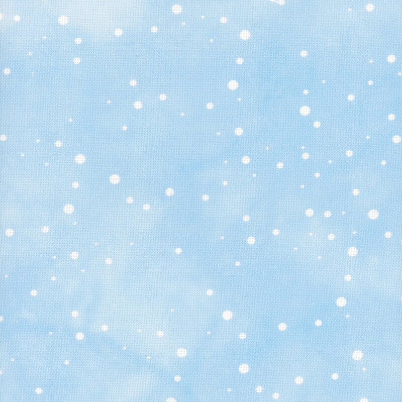 A 8 x 8 scan of 32ct Linen Cloth with a mottled light blue pattern with round snowflakes.  