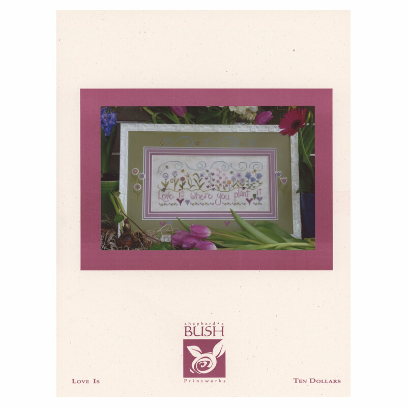 The front of the Love Is pattern with a color photograph of the finished product on the front. 