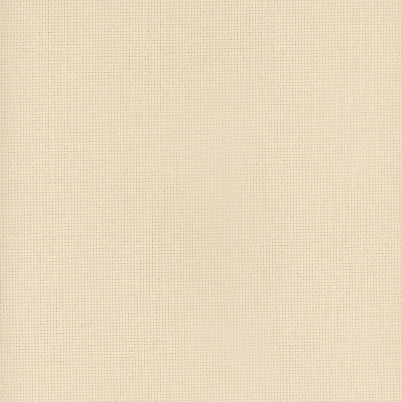 Close up swatch of Wichelt 16ct Aida cloth in the color Lambswool, a cream color.