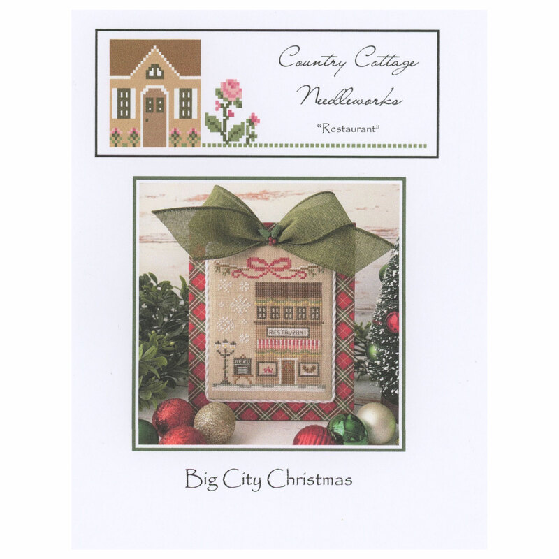 The front of the Big City Christmas Restaurant pattern featuring a menu next to a light pole. 
