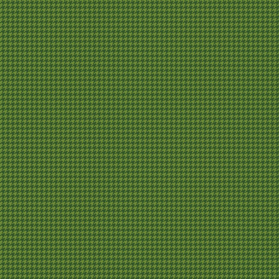 A houndstooth fabric swatch in tonal olive green hues.