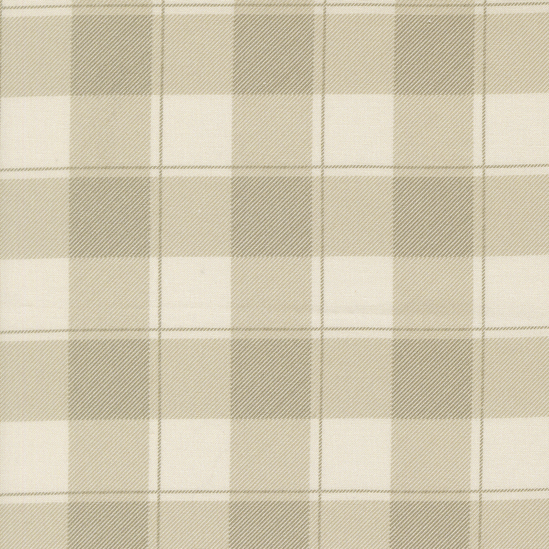 A stone gray Quilting Cuddle fabric in a plaid pattern.