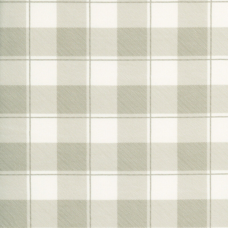 A stone gray Quilting Cuddle fabric in a plaid pattern.