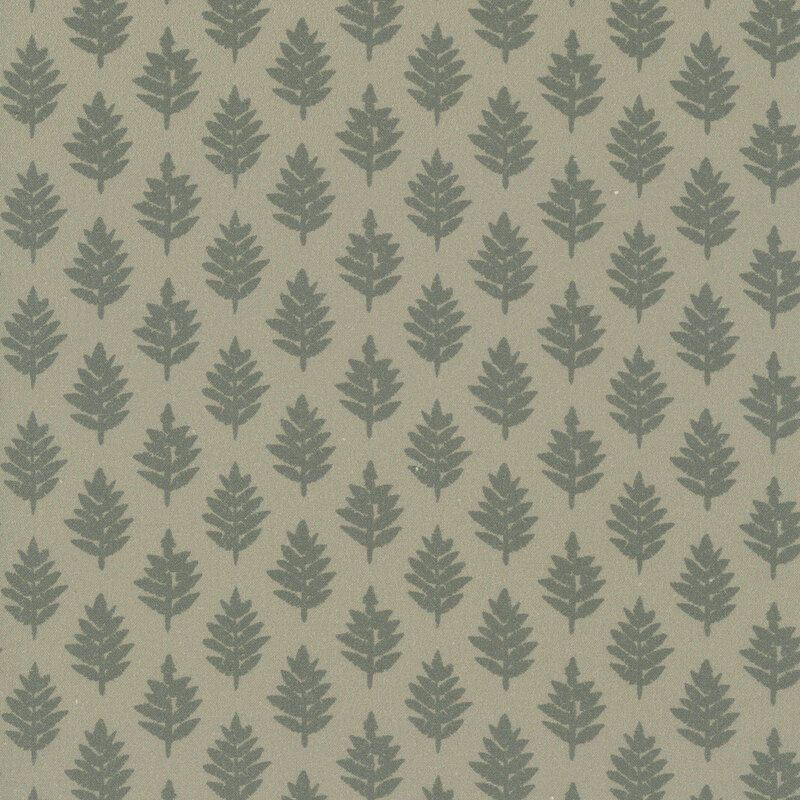 An olive sage fabric featuring a tonal pine tree print.